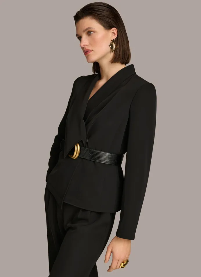 Women Blazers Donna Karan BELTED BLAZER Black