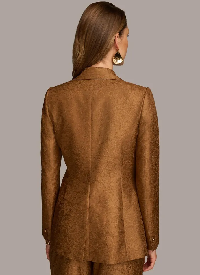 Women Blazers Donna Karan NOVELTY ONE BUTTON JACKET Bronze