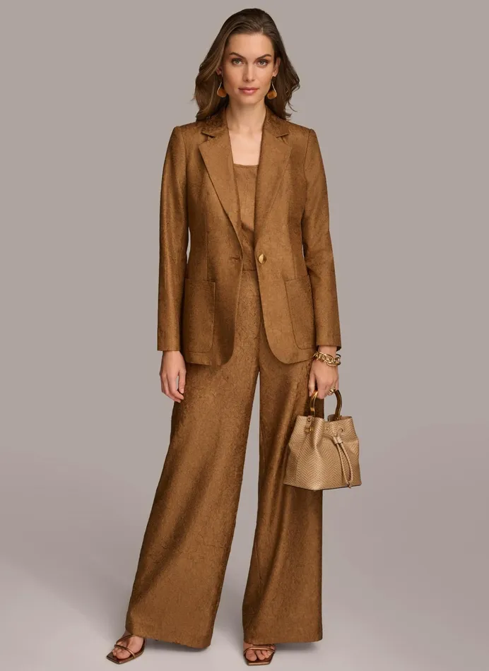 Women Blazers Donna Karan NOVELTY ONE BUTTON JACKET Bronze