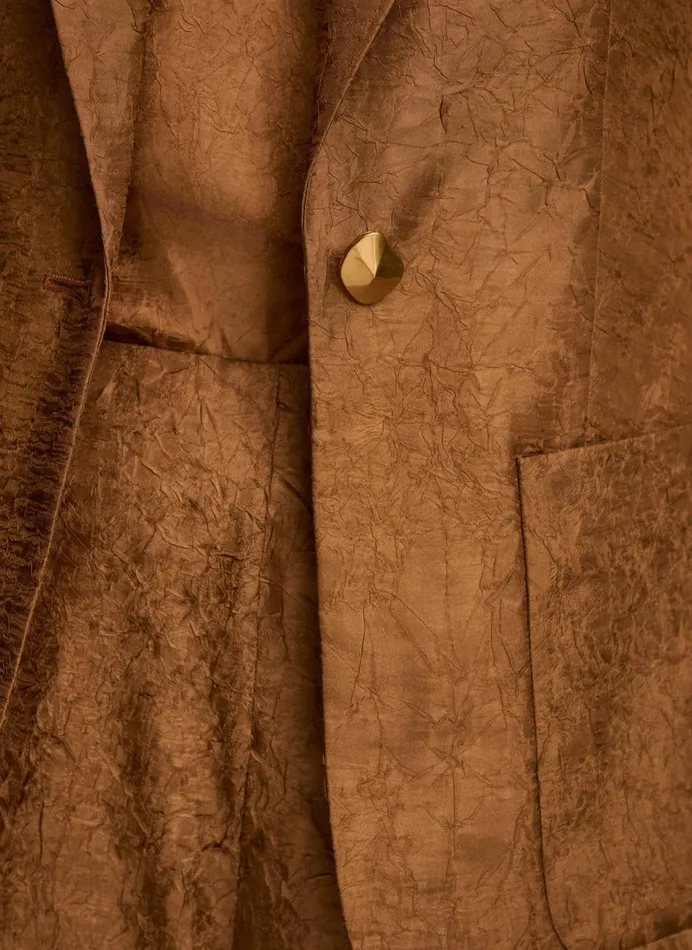 Women Blazers Donna Karan NOVELTY ONE BUTTON JACKET Bronze