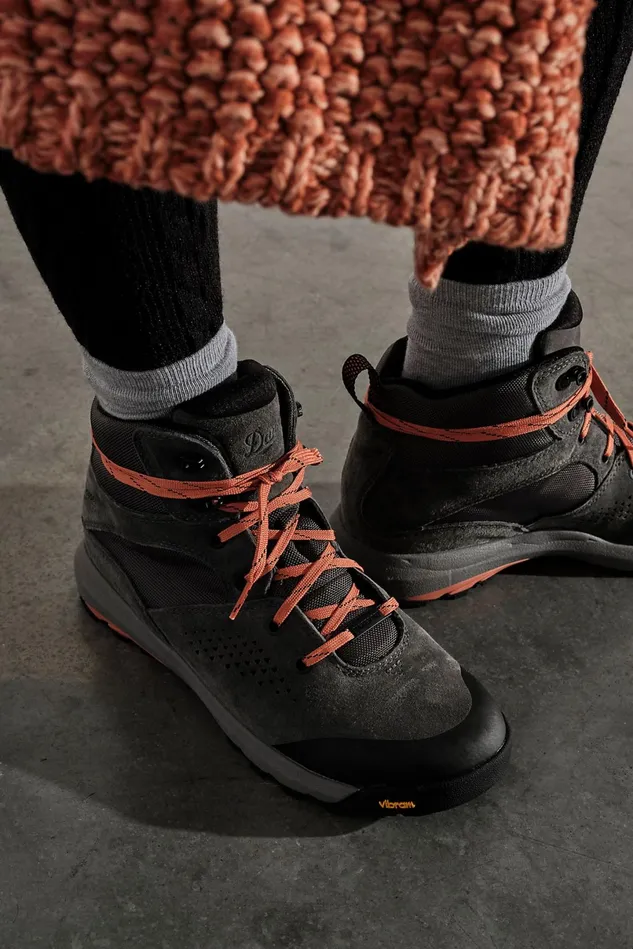 Women Boots Free People Danner Inquire Mid Hiker Boots Dark Grey Salmon