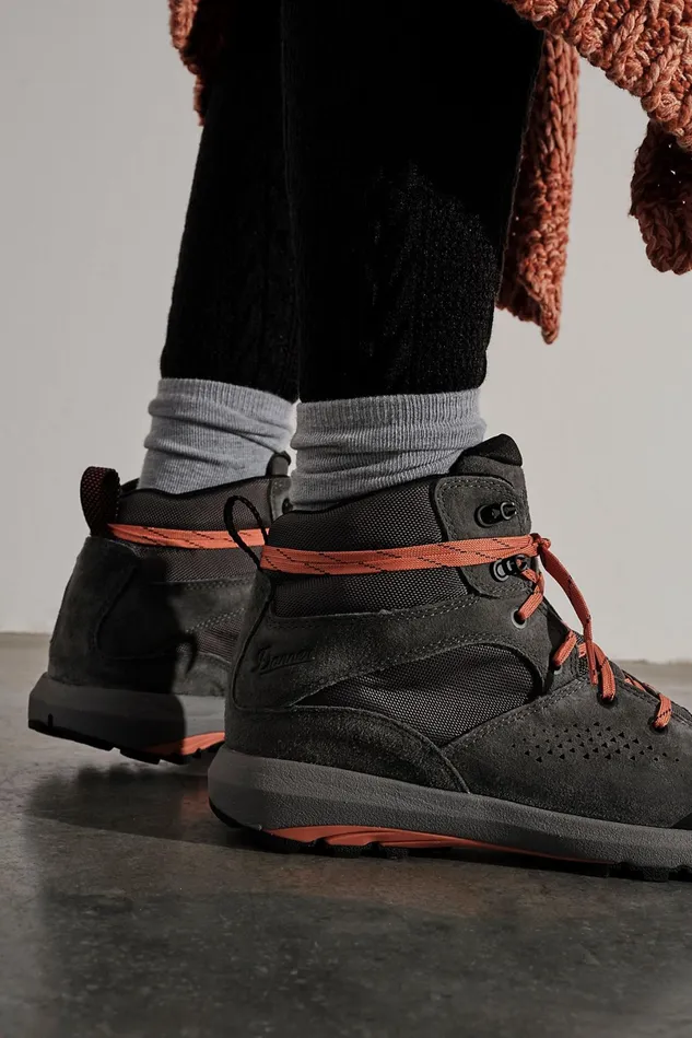 Women Boots Free People Danner Inquire Mid Hiker Boots Dark Grey Salmon