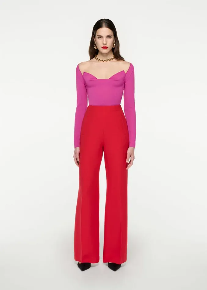 Women Bottoms Roland Mouret Wide Leg Silk Wool Trouser