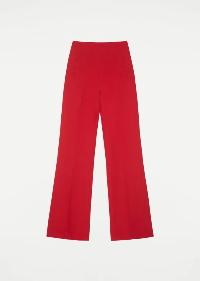 Women Bottoms Roland Mouret Wide Leg Silk Wool Trouser