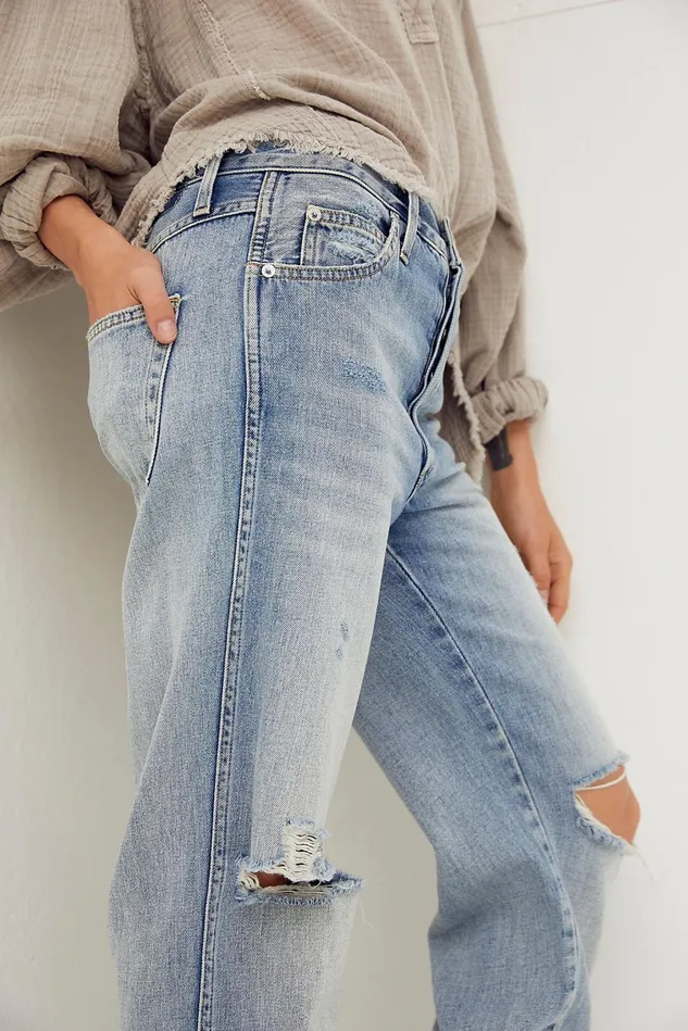 Women Boyfriend Jeans Free People AMO Harlow Jeans New Retro