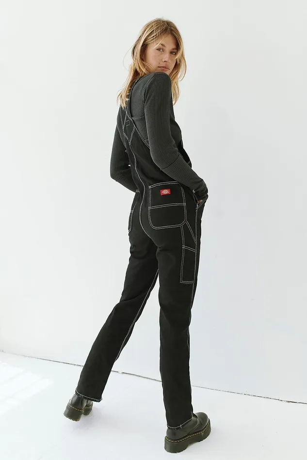 Women Boyfriend Jeans Free People Dickies Relaxed Overalls Black