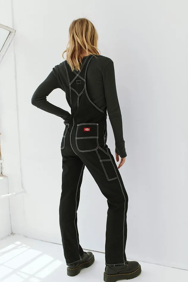 Women Boyfriend Jeans Free People Dickies Relaxed Overalls Black