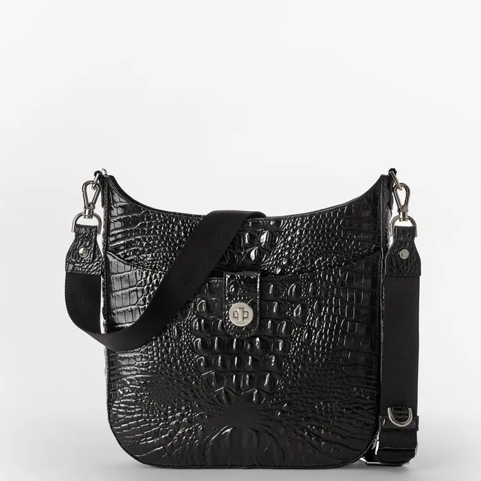 Women Brahmin Crossbodies Leia Black Melbourne Silver Hardware