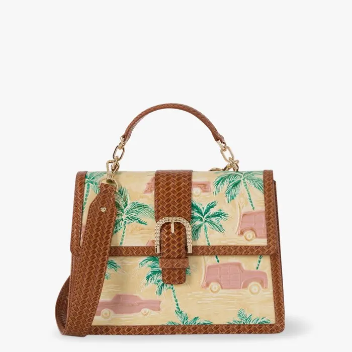 Women Brahmin Satchels Hallie Honey Brown Copa Cabana