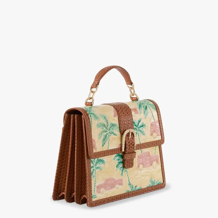 Women Brahmin Satchels Hallie Honey Brown Copa Cabana