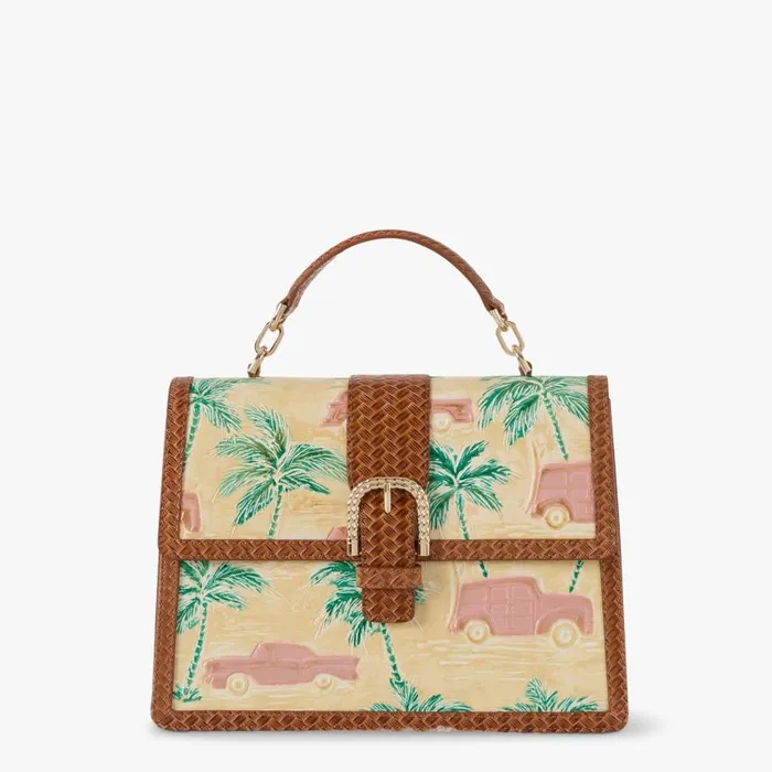 Women Brahmin Satchels Hallie Honey Brown Copa Cabana