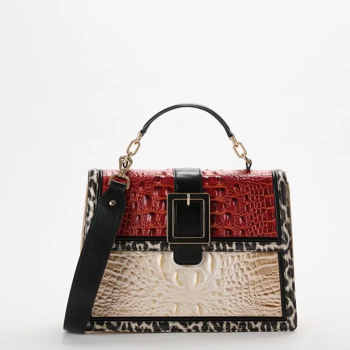 Women Brahmin Satchels Hallie Radiant Red Solarium