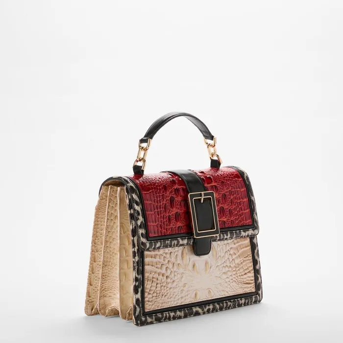 Women Brahmin Satchels Hallie Radiant Red Solarium