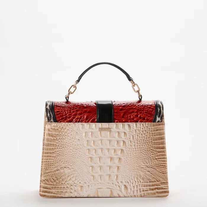 Women Brahmin Satchels Hallie Radiant Red Solarium