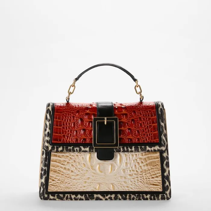 Women Brahmin Satchels Hallie Radiant Red Solarium