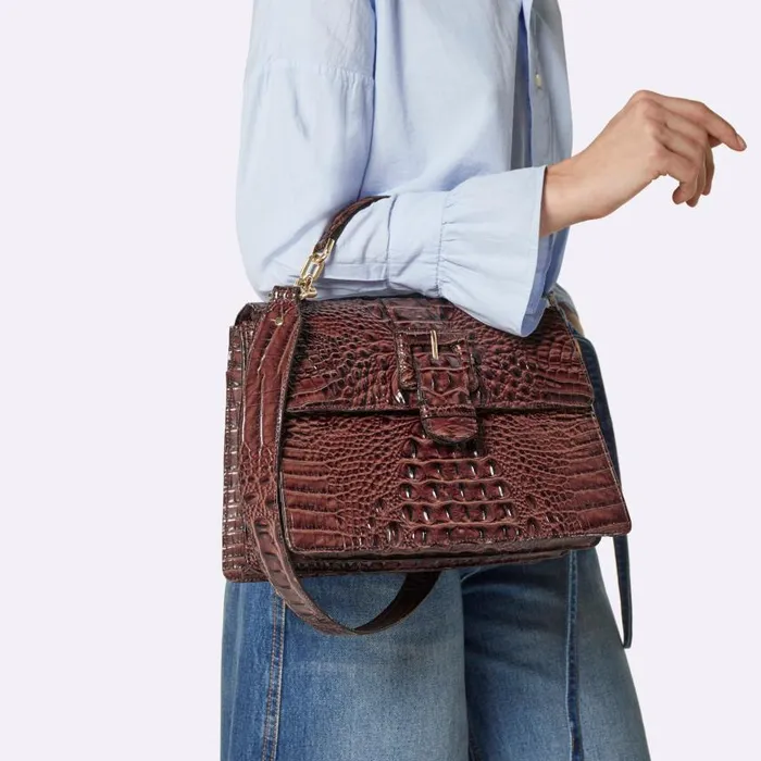 Women Brahmin Satchels Hallie Radiant Red Solarium