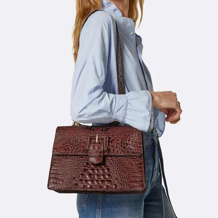Women Brahmin Satchels Hallie Radiant Red Solarium