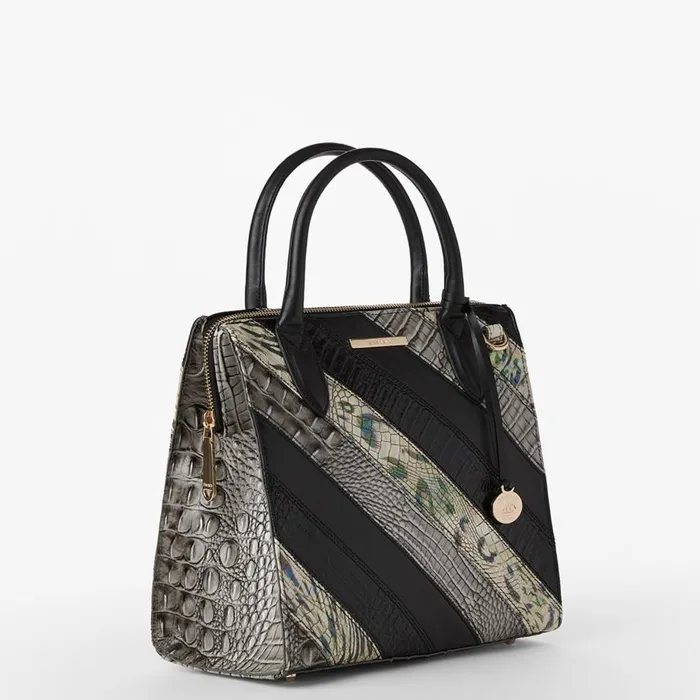 Women Brahmin Satchels Small Caroline Black Flashback