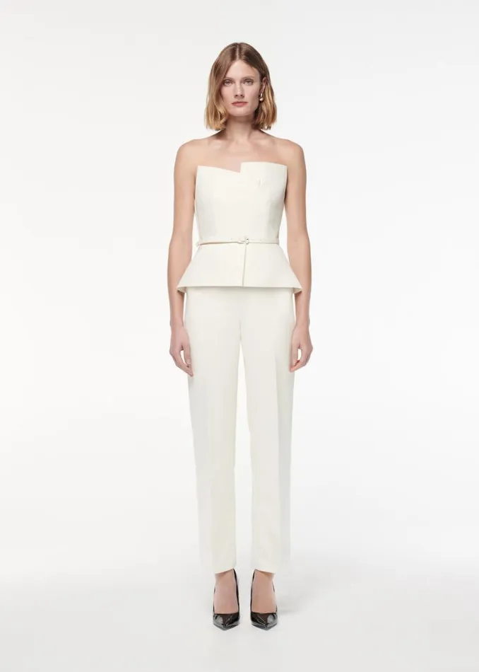 Women Bridal Roland Mouret Strapless Peplum Crepe Jumpsuit