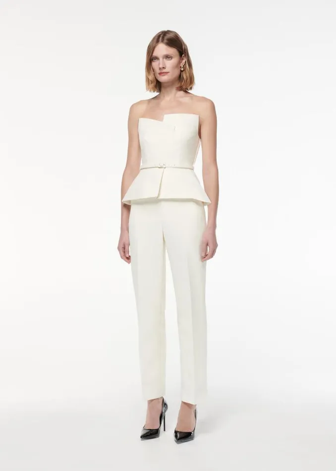 Women Bridal Roland Mouret Strapless Peplum Crepe Jumpsuit