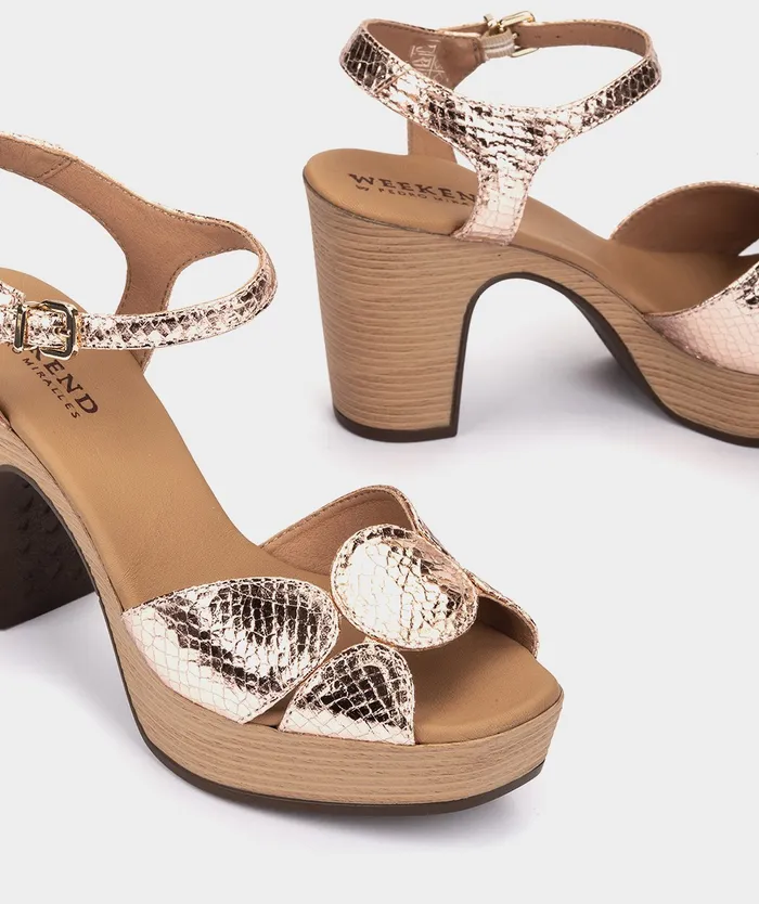 Women Caprera Metallic 8211 Heeled Sandals Pedro Miralles