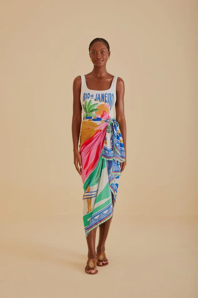 Women Carioca Posters Sarong Carioca Posters Offwhite FARM Rio Sarongs