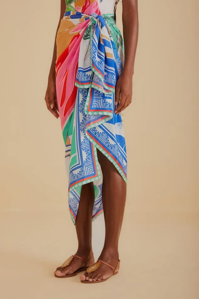 Women Carioca Posters Sarong Carioca Posters Offwhite FARM Rio Sarongs