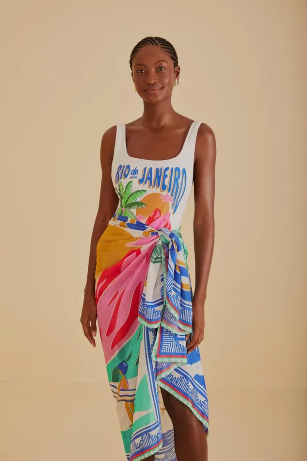 Women Carioca Posters Sarong Carioca Posters Offwhite FARM Rio Sarongs