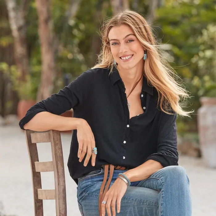 Women Carrigan Shirt Black Sundance Catalog Tops