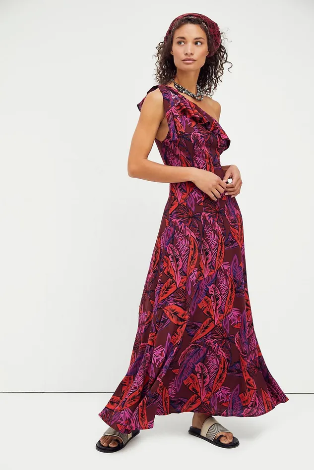 Women Casual Dresses Free People Palma Midi Dress Plum Combo
