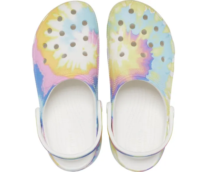 Women Classic Platform TieDye Graphic Clog White Multi Crocs Clogs
