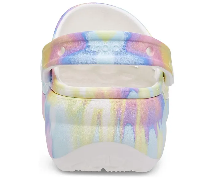 Women Classic Platform TieDye Graphic Clog White Multi Crocs Clogs
