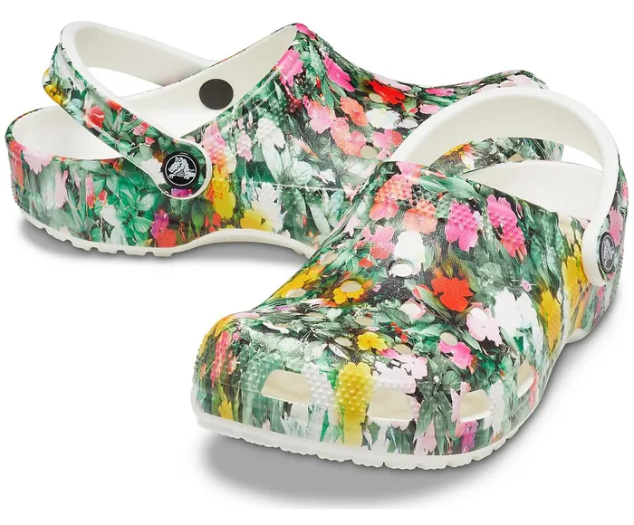 Women Classic Printed Floral Clog White Multi Crocs Clogs