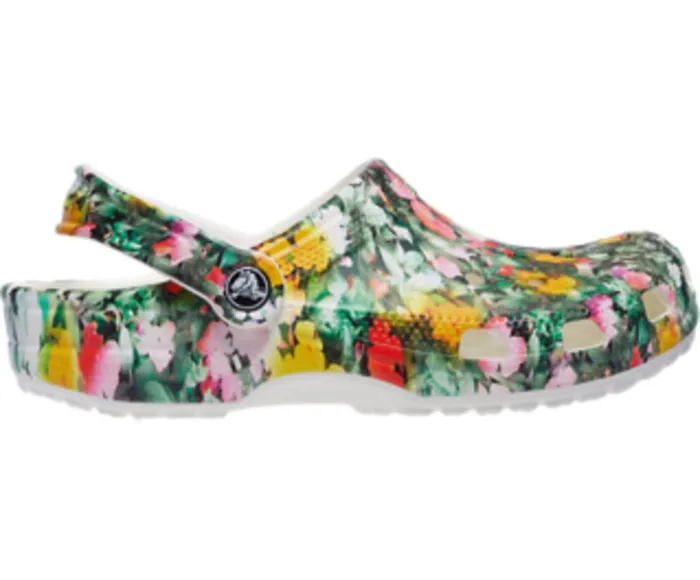 Women Classic Printed Floral Clog White Multi Crocs Clogs