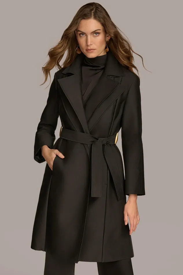 Women Coats And Jackets Donna Karan LAYERED EFFECT COAT Black
