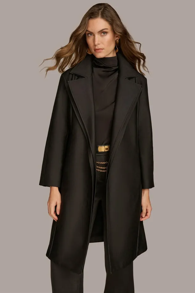 Women Coats And Jackets Donna Karan LAYERED EFFECT COAT Black