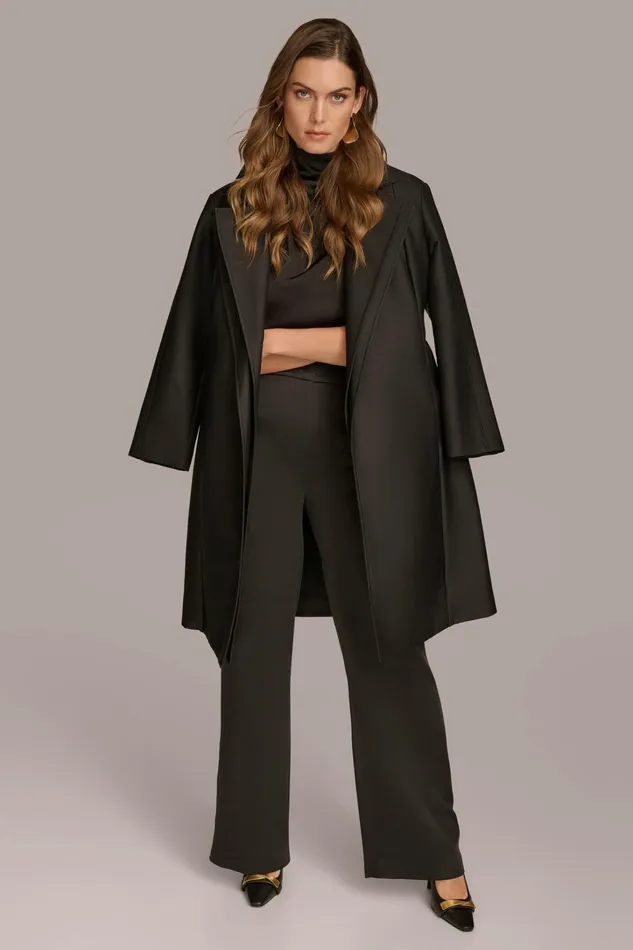 Women Coats And Jackets Donna Karan LAYERED EFFECT COAT Black