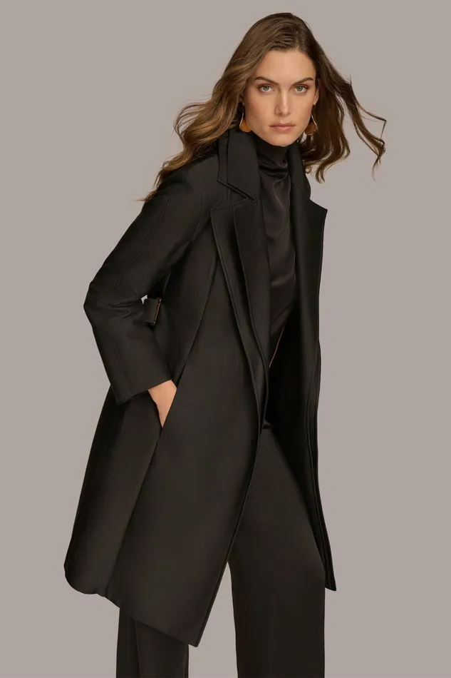Women Coats And Jackets Donna Karan LAYERED EFFECT COAT Black