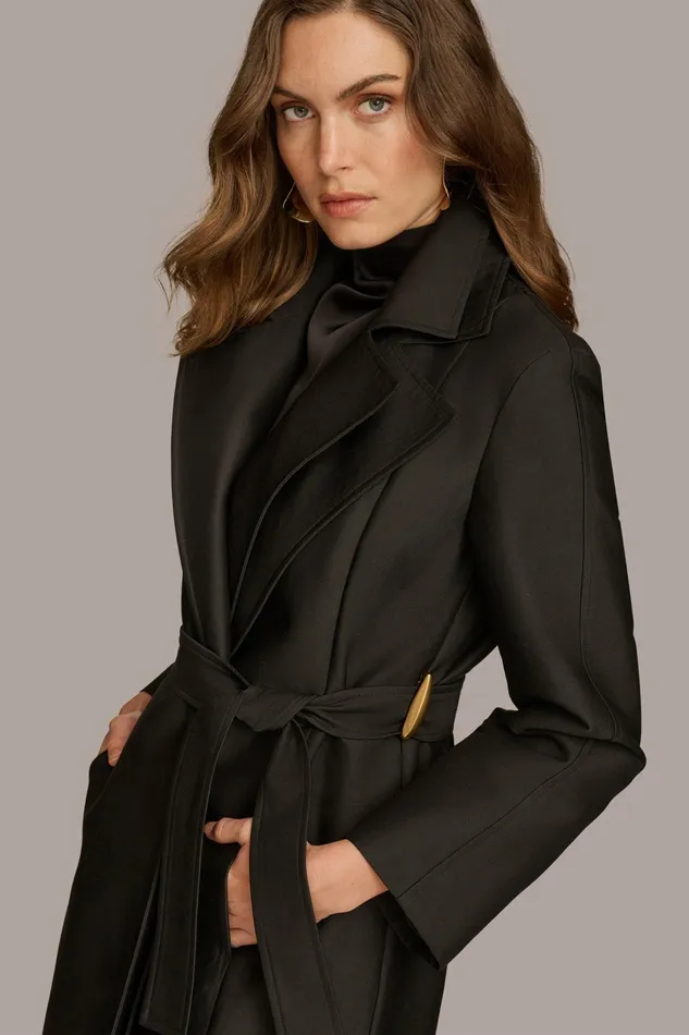 Women Coats And Jackets Donna Karan LAYERED EFFECT COAT Black