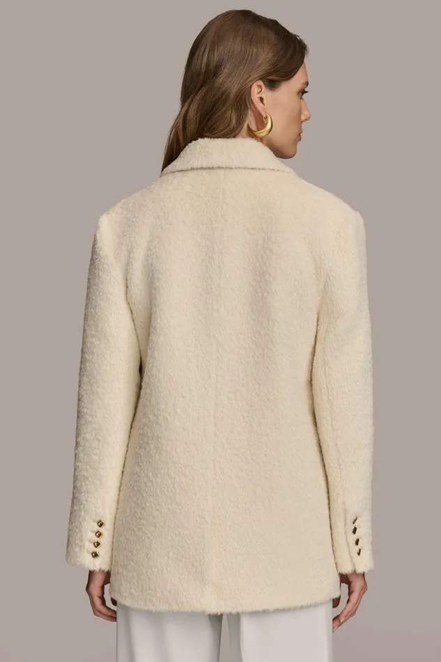 Women Coats And Jackets Donna Karan WOOL COAT Ivory