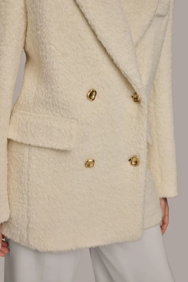 Women Coats And Jackets Donna Karan WOOL COAT Ivory