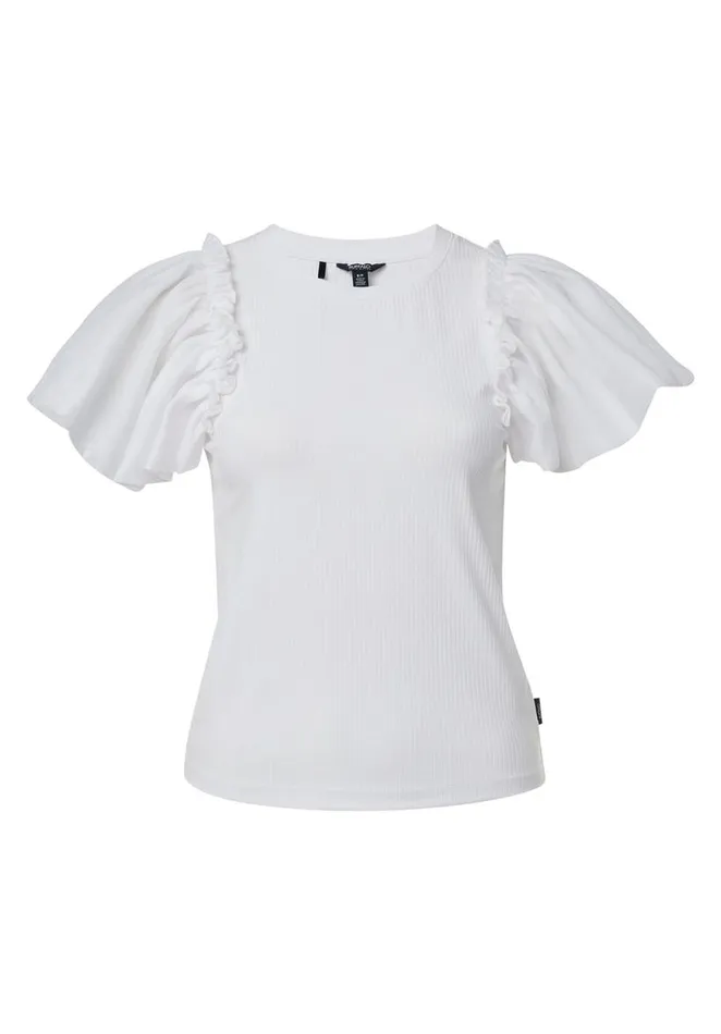 Women Constance Mixed Media White Top White Buffalo David Bitton Tops and Tees