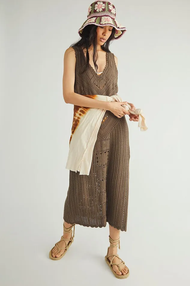 Women CoverUps Free People Santorini Sweater Dress Wild Truffle