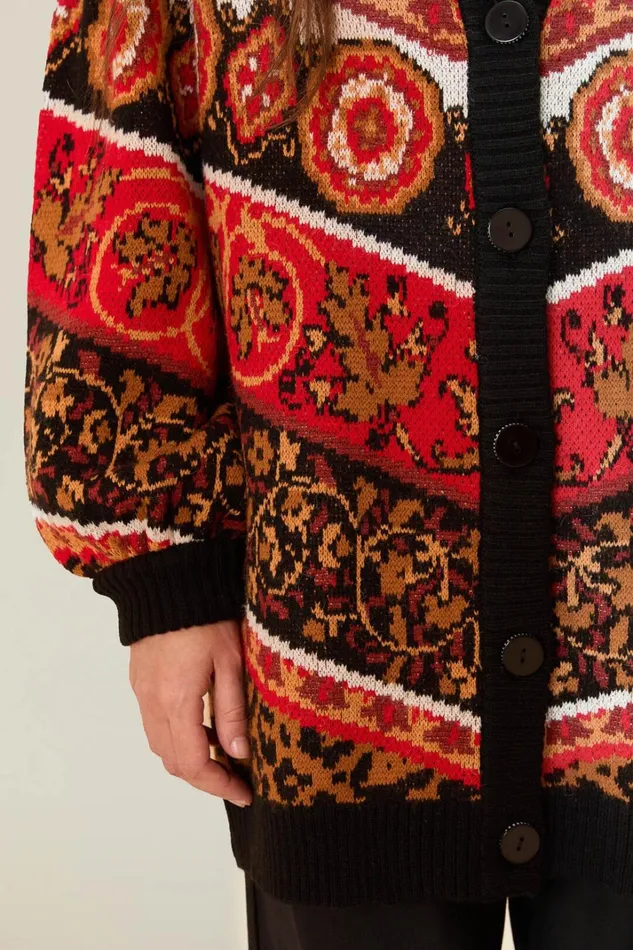 Women Cream Ainika Tiles Knit Cardigan Ainika Tiles Cream FARM Rio Cardigans