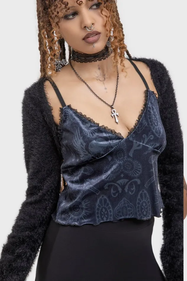 Women Crop Killstar Half Vamp Top