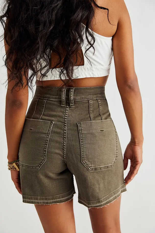 Women CRVY Jeans Free People CRVY Day Camp Shorts Pine