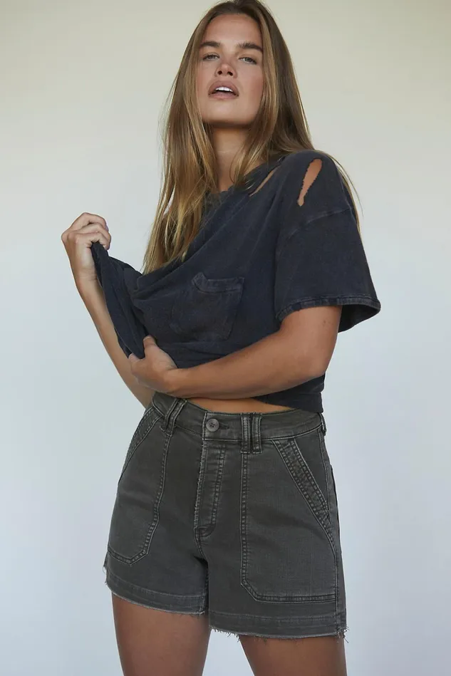 Women CRVY Jeans Free People CRVY Day Camp Shorts Pine