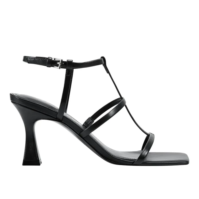 Women Dennie Strappy Dress Sandal Black Leather Marc Fisher Sandals