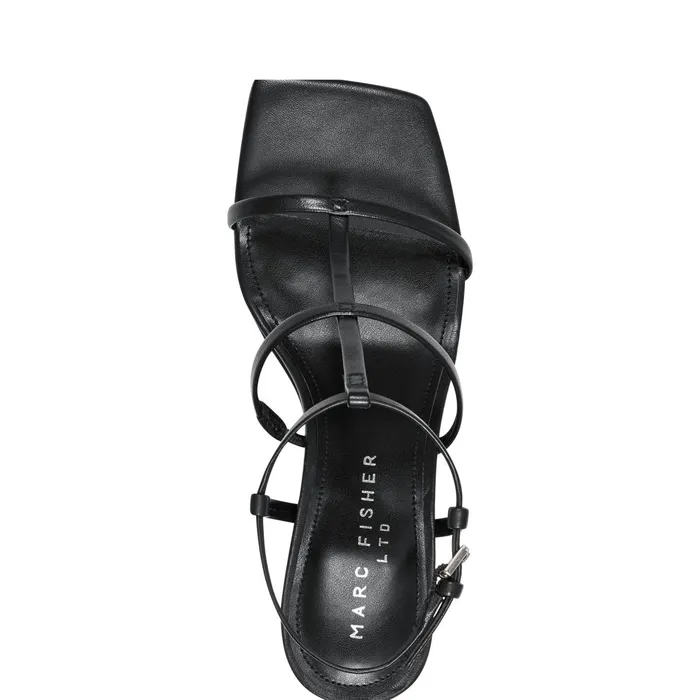 Women Dennie Strappy Dress Sandal Black Leather Marc Fisher Sandals