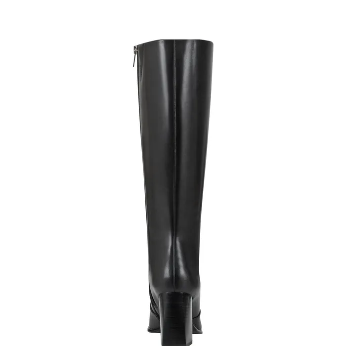 Women Dreeam Block Heeled Boot Black Leather Marc Fisher Boots and Booties